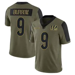 Nike Joe Burrow Cincinnati Bengals Men's Limited Olive 2021 Salute To Service Jersey