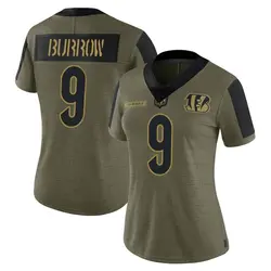 Nike Joe Burrow Cincinnati Bengals Women's Limited Olive 2021 Salute To Service Jersey