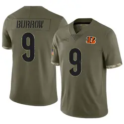 Nike Joe Burrow Cincinnati Bengals Youth Limited Olive 2022 Salute To Service Jersey